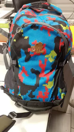 Туристический рюкзак на 50 л "Пиксель радужный" | Походный рюкзак. Голубой пиксель