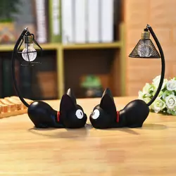 Настольная лампа черного цвета под лампочку Черный Котик