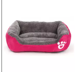 Лежанка пуфик для кошки собаки пушистая глубокая цвет: розовый, синий, бардовый  44х33 см