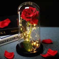 Роза в колбе с подсветкой красная 27 см
