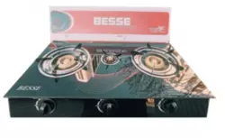 Газовая плита стеклянная настольная  Besse 3  F-1  конфорки с пьезоподжигом