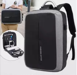 Деловой рюкзак для ноутбука для мужчин с защитой от кражи, сумка 2 в 1 с сейфом,  fashion style Черный и серый