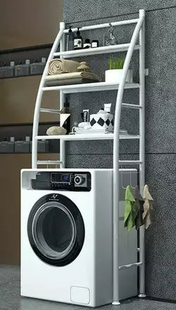 Полка стеллаж напольная над стиральной машинкой Laundry Rack     TW-106 Металлическая белая  (10)