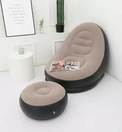 Надувной диван-кресло AirSofa с пуфиком для ног для отдыха, надувная магкая мебель кресло