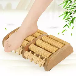 Массажер для ног зубчатый деревянный для ног / 10 роликов