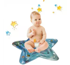 Развивающий игровой детский водный надувной коврик с водой и рыбками акваковрик звезда