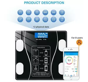 Умные весы для фитнеса с подключением Bluetooth до 180 кг SmartFit