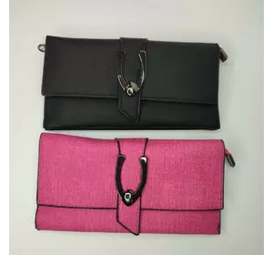Стильный классический кошелек с металлической вставкой: в черном и розовом цветах