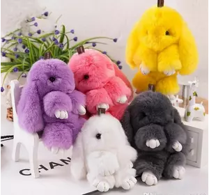 Брелок кролик – модные разноцветные аксессуары в виде зайца и кролика из натурального меха