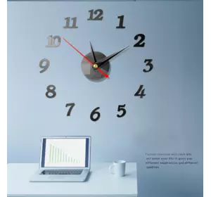 Настенные часы  3D   часы  наклейка "сделай сам" XZ123 Черные
