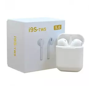 Наушники беспроводные блютуз TWS i9s tws Double V 5.0 EDR Bluetooth Pop-up NEW Stereo Plus White кейс