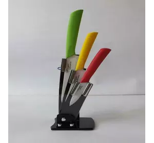 Керамические ножи на подставке 3шт.+овощечистка