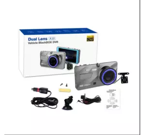 Видеорегистратор автомобильный, Full HD 1080P, 4 дюйма, IPS, переднее и заднее синее зеркало